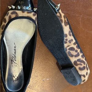 Beverly Feldman Leopard Print Flats with Spikes